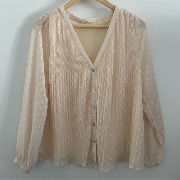 Roolee Tops - Cream Swiss dot button up blouse from Roolee